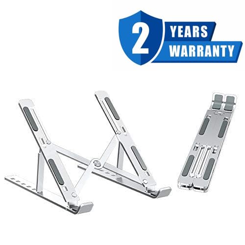 KRABERS-6-Angles-Adjustable-Aluminum-Ergonomic-Foldable-Portable-Tabletop-LaptopDesktop-Riser-Stand-Holder-Compatible-for-MacBook-HP-Dell-Lenovo-All-Other-Notebook-Silver