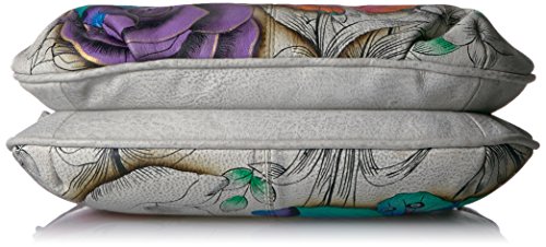 Anna By Anuschka Women's Genuine Leather Small Multi-Compartment Cross Body | Zip-Top Organizer With Outside Pockets | Floral Paradise #TOP3