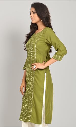 Image of Naixa Women's Viscose Rayon Sequins Embroidered Worked Straight Kurta (NK-132)