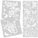 FOMIYES 12 Stück Schmetterlingsschablonen zum Malen Wiederverwendbare Wandschablonen 15cm aus Kunststoff Dekorative Malvorlagen für Wand Möbel und Leinwand Bastelvorlage für Selbstgemacht