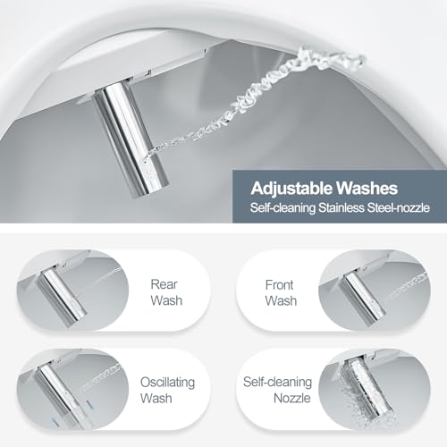 ZMJH ZMA102D Bidet Toilet Seat, Round Smart Unlimited Warm Water, Vortex Wash, Electronic Heated, Warm Air Dryer, Rear and Front Wash, LED Light, Need Electricity, White, (Round) - Thumbnail 2
