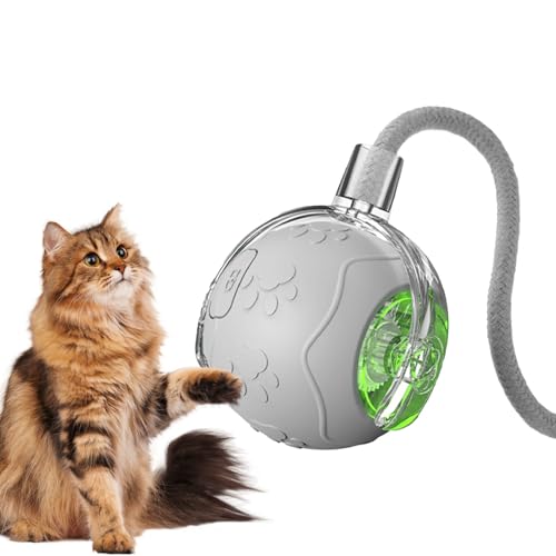 自動猫ボール - 充電式 ペット ゲーム - シリコーン製ジャンピングボール猫おもちゃ - 室内遊び用 環境エンリッチメント 運動 退屈刺激