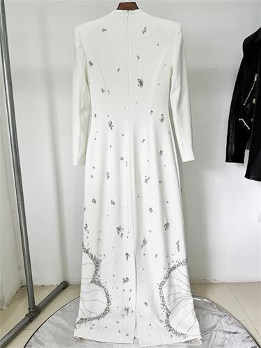 Women's Formal Evening Dress Diamonds Beaded Long Maxi Gown 2025 Designer Long Sleeve Female Luxury Prom Dresses3