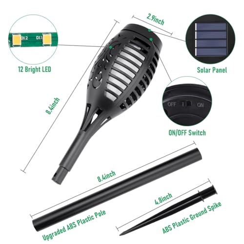 IkeeRuic Solar Lights Outdoor for Halloween Decorations, Flickering Flame, Waterproof Landscape Solar Powered Lights for Garden Yard Lawn Pathway - Image 4