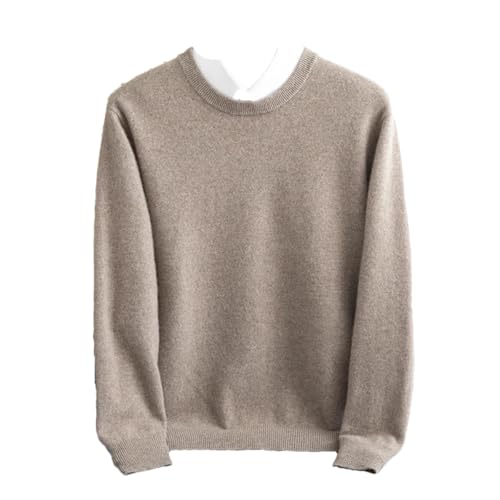Dcvmvmn Men's Autumn Winter O-Neck Pullovers Business Casual Base Wool Sweater Knit High-Grade Warm Male Jumper Brown Gray