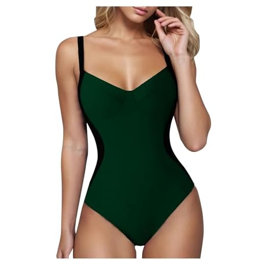 Maillot De Bain Femme 1 Pieces Gainant Ventre Plat Pas Cher Soldes Maillots Une Pièce Push Up Rembourré Maillot De Bain Slim à Col en V Swimsuit One-Piece à Protection Solaire