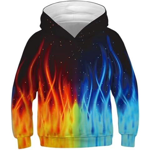 Chaos World Boys' Hoodie Realistic 3D Print Graphic Hooded Sweatshirts Galaxy Animal Pattern(XS,Blue Yellow) Cover