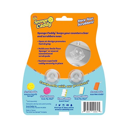 Scrub-Daddy-Sponge-Holder-Sink-Caddy-Sink-Organizer-for-Kitchen-Bathroom-Easy-to-Clean-Suction-Sponge-Holder-Self-Draining-Sponge-Caddy-Dishwasher-Safe-for-Sponges-Scrubbers