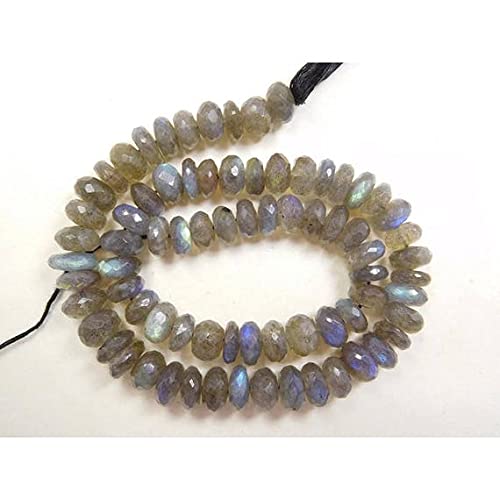 Perles rondelles labradorite facettée 8-9mm fil sans défaut pour enfilage réussi