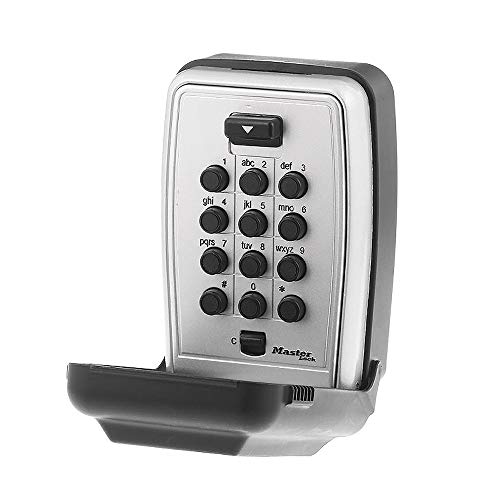 Master Lock Wall Mount Key Lock Box with Push Button for House Keys, Outdoor Safe with Combination Lock, 5 Key Capacity, 5423EC , Black by Master Lock - Used condition - US$28.06