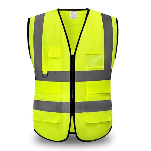 YUANVEST Sicherheitswesten Warnweste Hohe Sichtbarkeit Reflektierende Sicherheitsweste 2-Zoll Reflektierende Streifen Hohe Sichtbarkeit Weste Erfüllt ANSI/ISEA Standards(Gelb-XL)