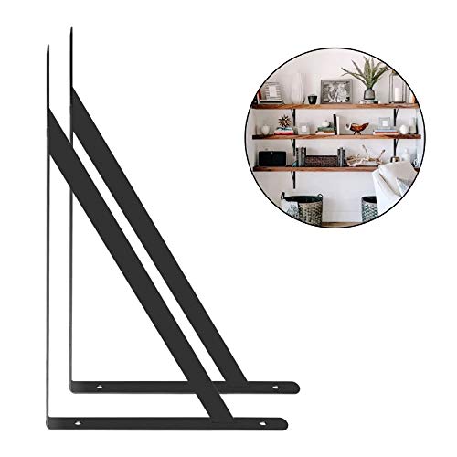 10 Pack Heavy Duty Shelf Brackets 10 X 6 Inch, Metal Floating Shelving Brackets With 90 Degree Triangle, Black Wall Mount Support Shelves L Brackets With Screws For Shelves Wall (250X160Mm) #TOP5