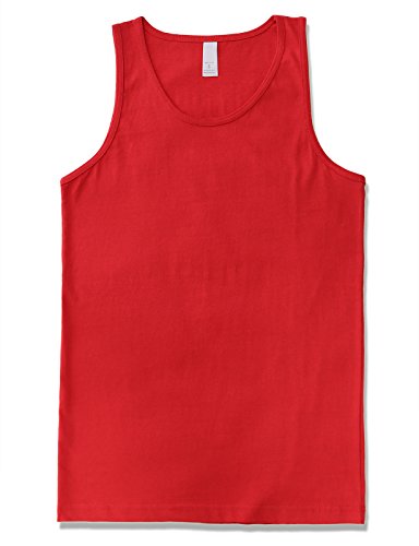 JD Apparel Men's Premium Basic Solid Tank Top Jersey Casual Shirts L Red, Large