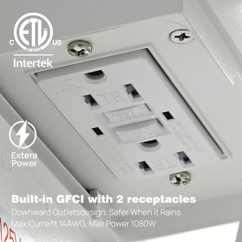 Image of Porch Lights with GFCI Outlets Dusk to Dawn Outdoor Wall Lights Waterproof Exterior Lighting Fixtures Modern Outside Lights Wall Mount for House Patio Garage,White,11.8''H, 2 PC