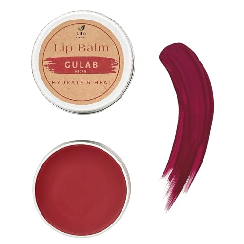 Image of Gulab Lip Balm for Pigmented & Chapped Lips | Enriched with Rose Geranium, Candelilla Wax & Almond Oil | Soothes, Repairs & Adds Pink Glow | All Natural, Handmade, Plant Based, Vegan and Chemical Free | 10 g | Pack of 1