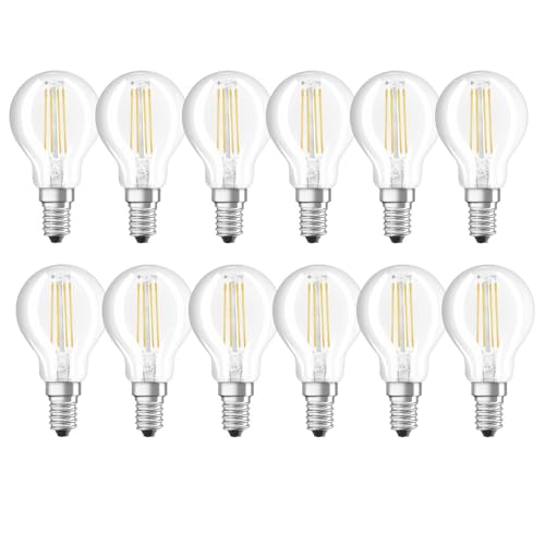 NCC-Licht 12 bombillas LED de filamento, 4 W = 40 W, E14, 470 lm, luz blanca neutra, 4000 K