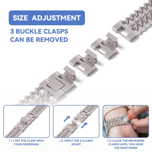 Image of Gold Watch Bands for Women Compatible with Apple Watch Band 38mm 40mm 41mm 42mm 44mm 45mm 46mm 49mm Adjustable Metal Band Cowboy Steel Chain Bracelet for iWatch Series1 /2 /3 /4 /5 /6 /7 /8 /9 /10 /11 /SE