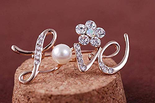 Comelyjewel POTELIN Women Rhinestone Love Flower Wedding Bridal Pin Scarves Shawl Clip Ladies Jewelry Love Gift thumb #1