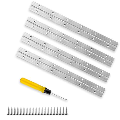 4 Stück Klavierband Edelstahl 30 cm Scharnier Klavierscharnier Stangenscharnier Türband gerollt mit 48 Schraube und Schraubendreher Für Klaviere, Schranktüren Schränke Aufbewahrungs Box