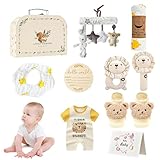 Mineup Regalo Bebe Recien Nacido Niño Niña, Conjunto De Regalos Para Bebé, Cestas Bebe Para Baby Shower Con Toalla Calmante, Babero, Manta Para Bebé, Tarjetas De Hitos