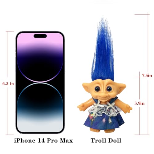 Vintage Troll Dolls, Retro Vintage Doll Chromatic Adorable for Collections, School Project, Arts and Crafts, Party Favors- 7.5" Tall(Include The Length of Hair) (Dark Blue) by Yintlilocn - Image 5