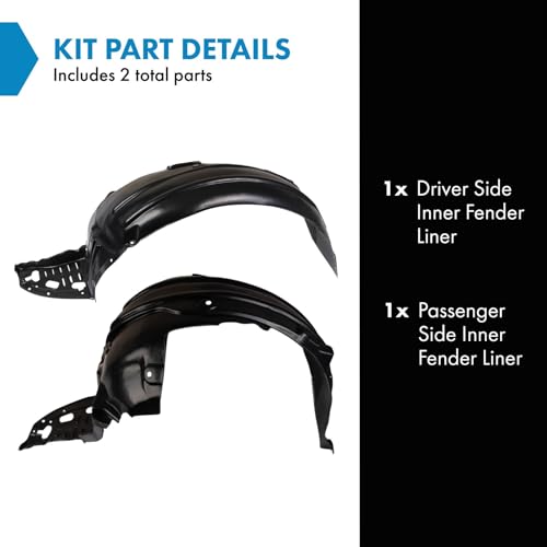 Image of TRQ Inner Fender Liner Set Compatible with 2009-2011 Acura TL AC1248126 AC1249126