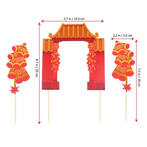 Nuobesty 20 Sets Chinese New Year Cupcake Toppers Spring Festival Cupcake Picks Lunar New Year Cake Decorations With Firecracker And Red Door Pattern For Home New Years Party Supplies #TOP1