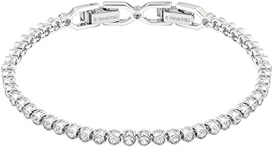 Swarovski Pulsera Tennis Emily, Talla redonda, Blanca, Baño de rodio