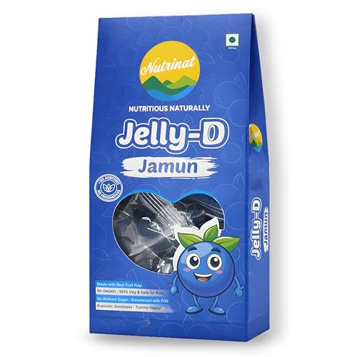 Image of Nutrinat Jelly D Jamun - Fruit Jelly Candy (Pack of 20) | No Gelatin, No Refined Sugar | Plant-Based Pectin Toffee | Healthy Fruity Snacks for All
