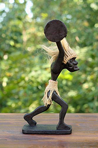 Estatua Tribal de Madera Tallada a Mano 10 Pulgadas miniatura 3