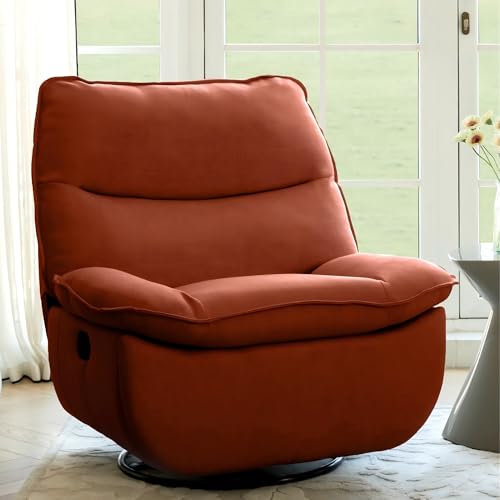 FLEXISPOT XRC7 Swivel Rocker Recliner Chair, 360° Swivel Oversized Armless Recliner with Oeko-TEX Certified Three-Proof Fabric, Award-Winning Design, Gaming Chair for Living Room Gaming Room, Orange