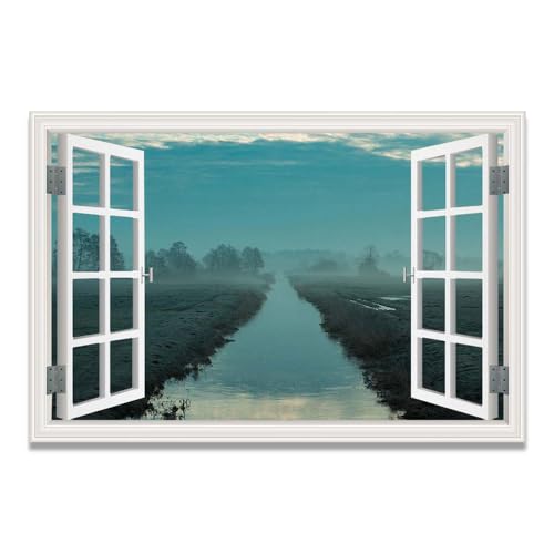 ¿Oficina oscura? El cuadro de lienzo de bosque simula una ventana falsa de 30x45cm
