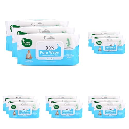 Image of Mother Sparsh 99% Pure Water (Unscented) Baby Wipes I Natural Plant Made Cloth - Super Thick I 72pcs /Pack - Pack Of 15