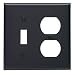 Leviton 80705-E 2-Gang 1-Toggle 1-Duplex Device Combination Wallplate, Standard Size, Thermoplastic Nylon, Device Mount, Black