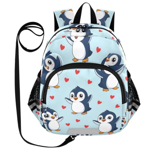 Sac à dos en laisse pour enfants ODAWA bleu avec motif pingouin de dessin animé en taille M