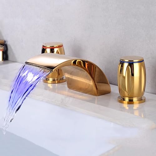 Robinet de lavabo cascade anti-brûlure 3 trous facile à nettoyer avec flexibles inclus