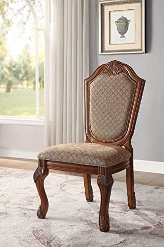 Chateau De Ville Side Chair (Set-2) in Fabric & Cherry