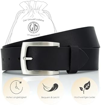LINDENMANN Lederen riem heren/heren riem, volledig rundleer riem XXL