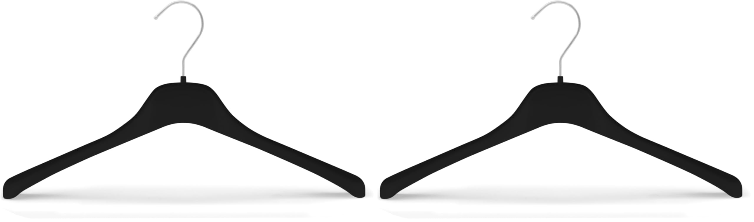 Kiroplast Kleiderbügel für Hemden, T-Shirts, Kleiderbügel aus Kunststoff, platzsparend, rutschfest, schmale Schultern, Oberbekleidung (Schwarz, 39 cm/25 Stück) (Packung mit 2)