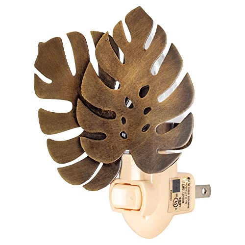 Image of CTW 370757 Antique Brass Monstera Leaf Night Light, 3.25-inch Height