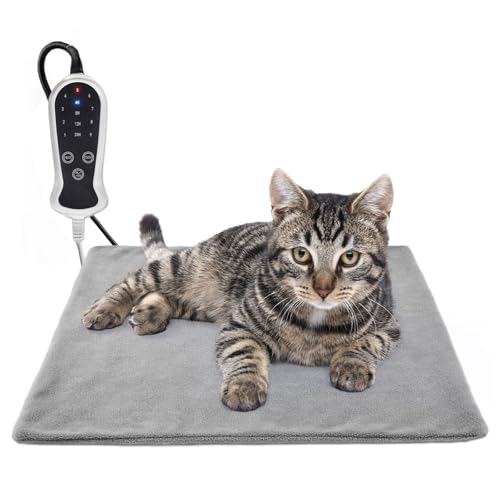 RC SLL Heated Cat Bed 45 * 55cm, Pet Heating Pad Heated Puppy Bed,Upgraded Adjustable Controller,Waterproof Heating Pad for Dogs with Chew Resistant Steel Cord