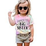 AG AGUU Promoted to Big Sister Shirts for Toddler Baby Girls Announcement T-Shirt Summer Short Sleeve Tees Big Sis Tops(Purple,3-4T)