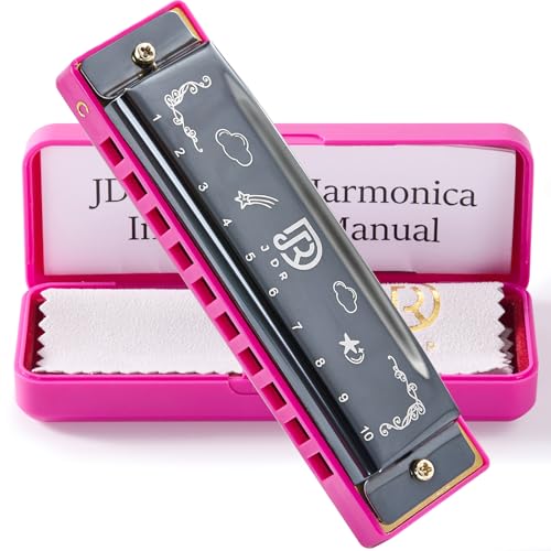 JDR Mundharmonika 10 Löcher 20 Töne mit 1 mm Plattenstruktur für Anfänger Kinder Musiker geeignet für jeden Anlass wie Blues Folk Jazz und Pop