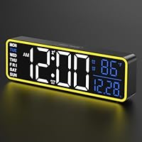 Alampan 9" Digital Alarm Clocks for Bedroom, Large Display Corded Clock, Dual Alarm, with Night 2