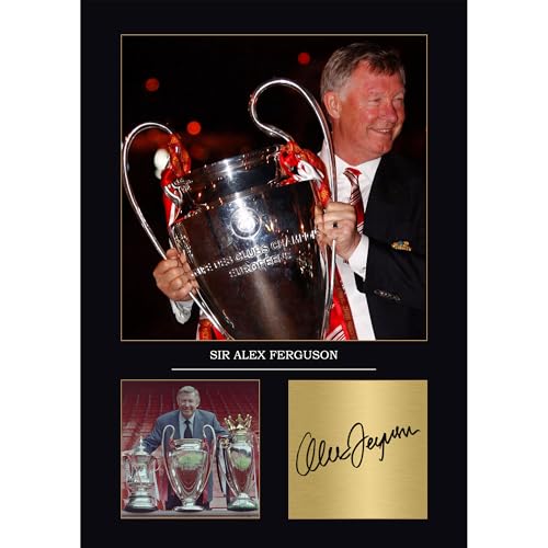 Sir Alex Fergusson Gift Signed A4 Print Display Unframed Man United Gifts For Boys Digitally Reproduced Signature United Gifts For Boys Manchester United (Framed)