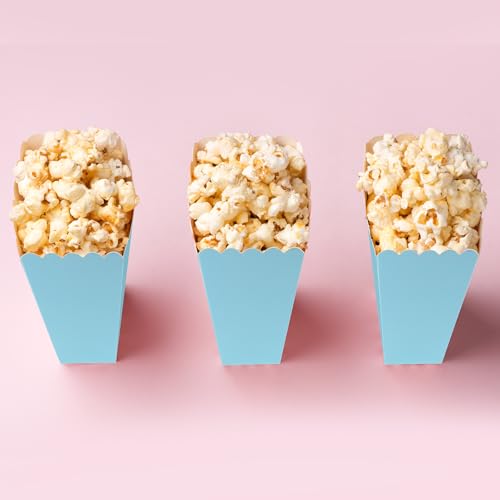 Image of 50 Pcs Light Blue Popcorn Boxes Mini Paper Popcorn Box Cardboard for Party Disposable Snack Candy Holder for Movie Nights Birthday Wedding (Light blue)