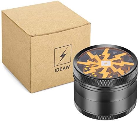 Herb Grinder Clear Cover, Portable Grinders Herb with Sifter and Magnetic Top Best Grinder for Most Herbs with Pollen Scraper 63mm 4 Layers (Golden)