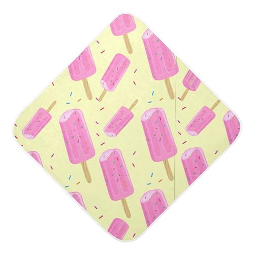 Kigai Baby Hooded Towel Absorbent Baby Bath Shower Towel with Hood for Newborn Boys Girls Babies Infant Toddler (Pink Popsicles Sprinkles 30 x 30 in)