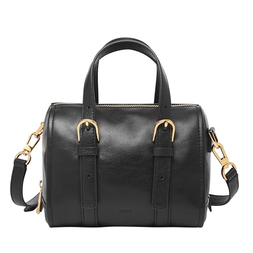 Fossil Carlie Mini sac à main en cuir pour femme, noir, Taille unique