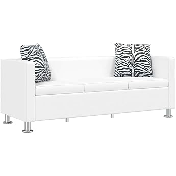 HUAKEHOM 3-Seater Sofa Couch Lounge Sofa Relaxing Sofa Faux Leather White